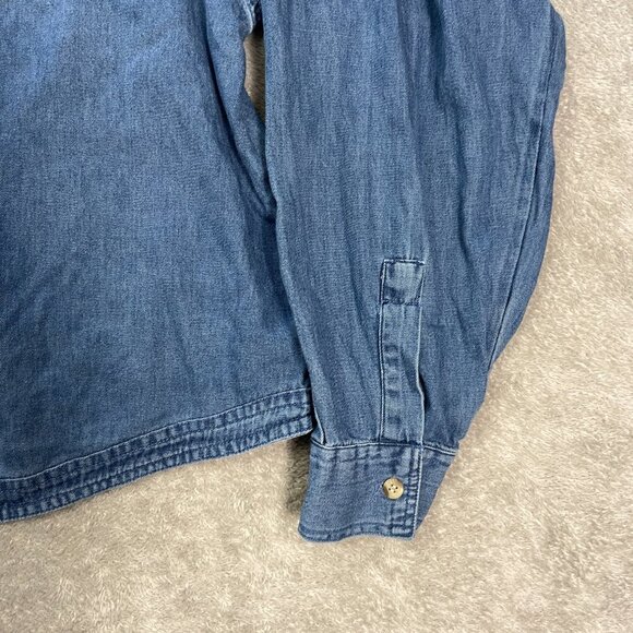 Sara Studio Womens Grandma 3X Christmas Long Sleeve Button‎ Up Blue Denim Shirt - Picture 2 of 13